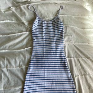 brandy melville baby blue and white striped bodycon dress